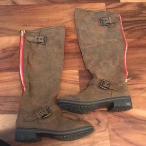 Steve Madden Lizzie cognac red zipper boots